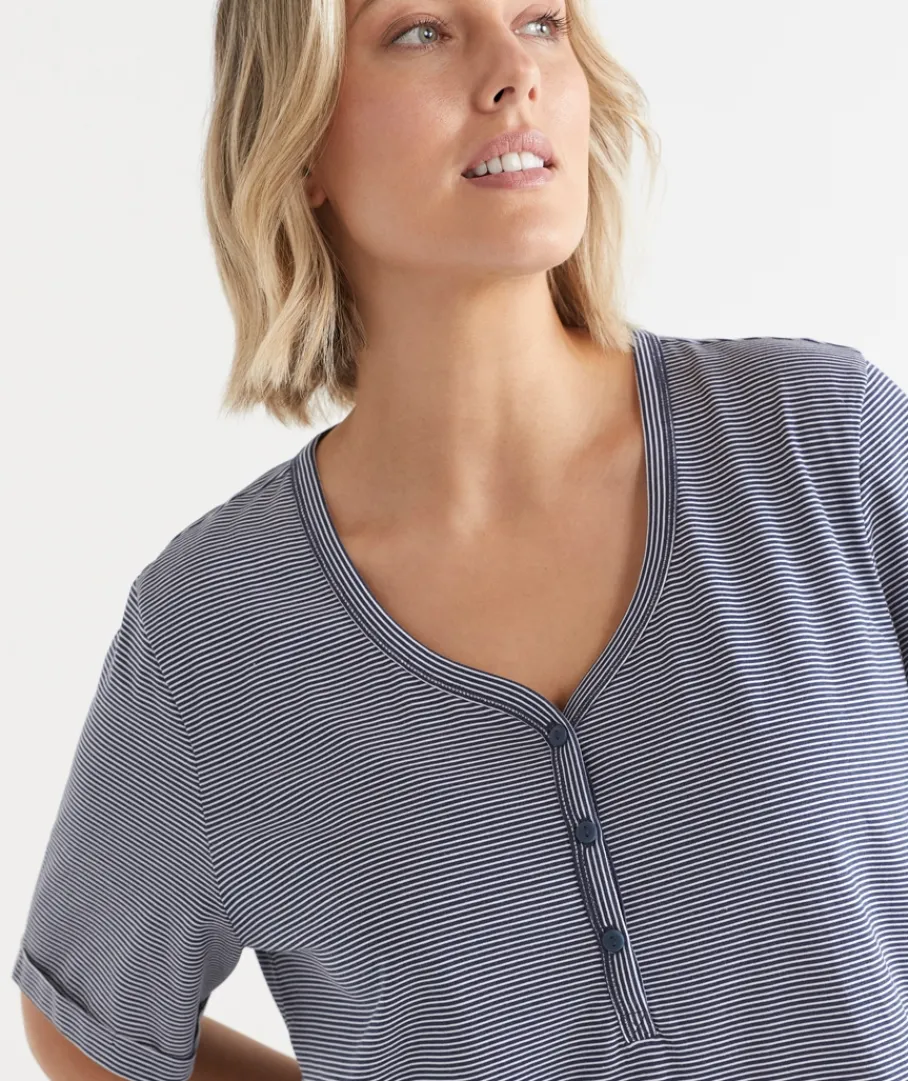 Sussan Nighties>AC STRIPE CURVED HEM NIGHT