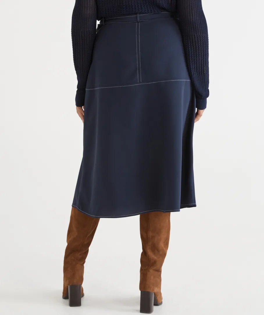 Sussan Skirts>Belted A-Line Midi Skirt