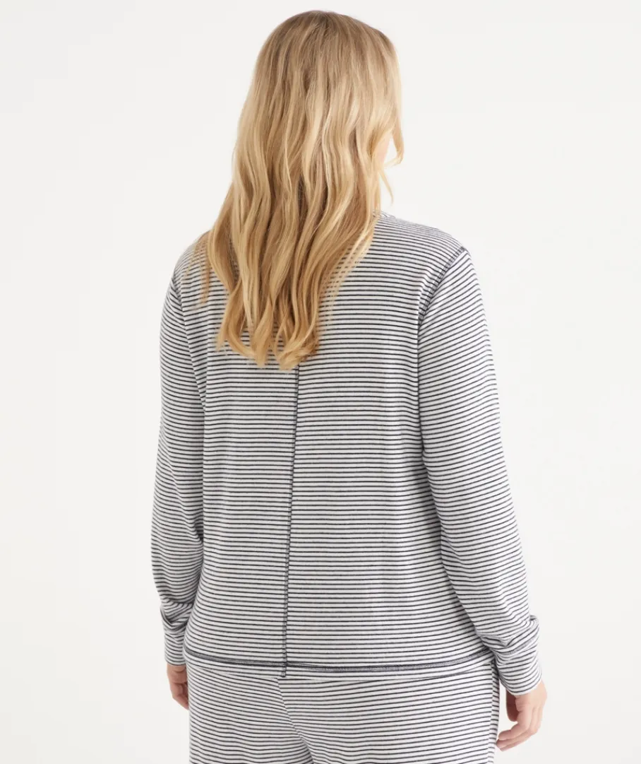 Women Sussan Women's Pyjama Tops|Everyday Icons>Brushed Long Sleeve Stripe Pyjama Top