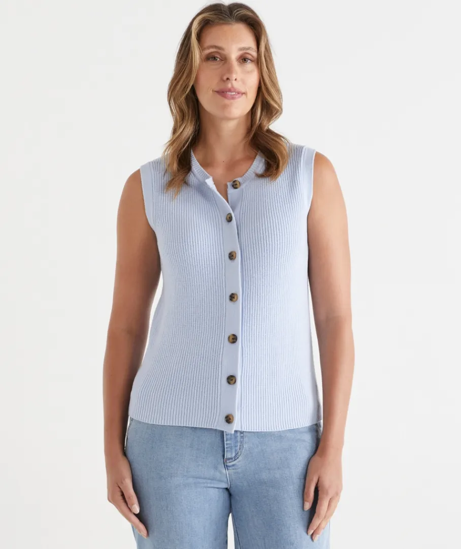 Sussan Tops|Knitwear>Button Up Knit Vest