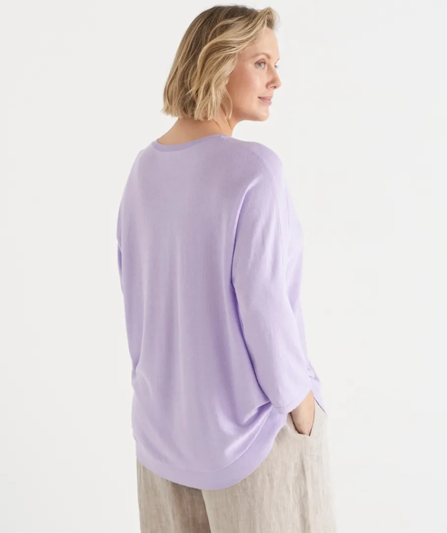 Sussan Knitwear|Tops>Curved Hem V Neck Jumper