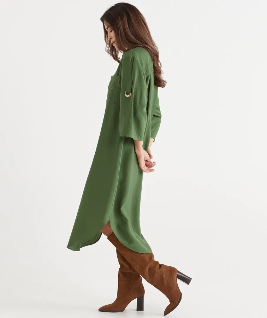 Sussan Dresses>D Ring Shirt Midi Dress