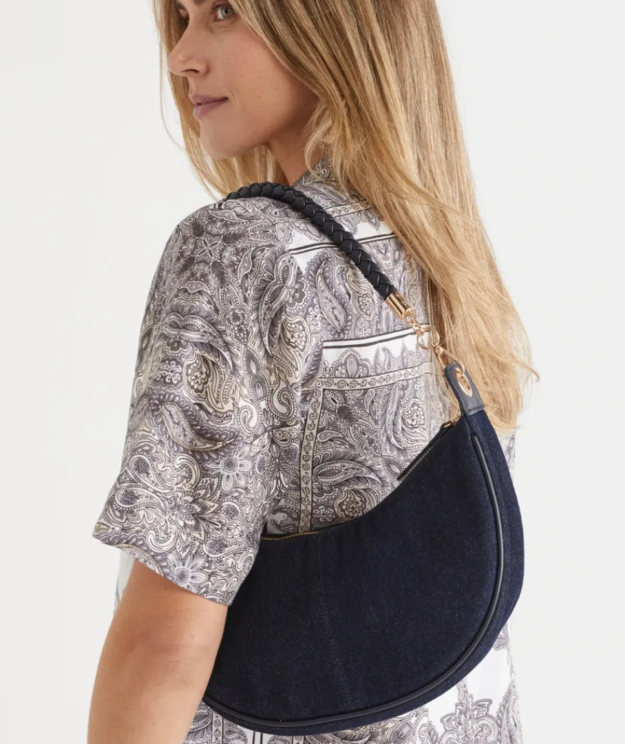 Sussan Bags>Denim Wash Crescent Bag