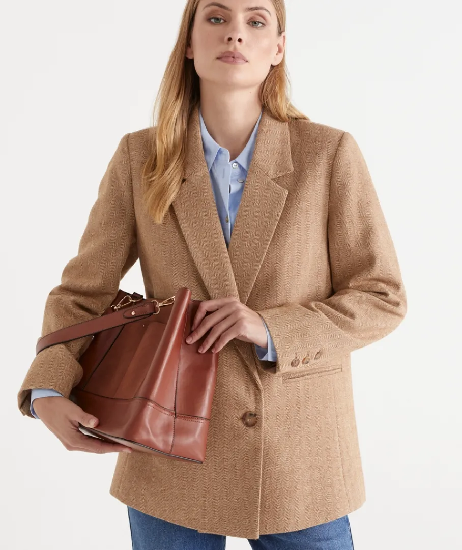 Sussan Bags>Faux Suede Contrast Bucket Bag