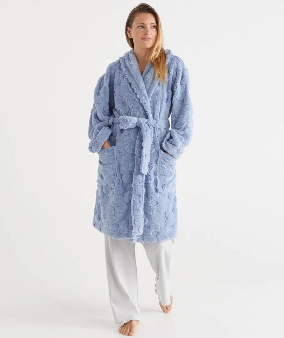 Sussan Dressing Gowns>Floral Hooded Robe - Blue