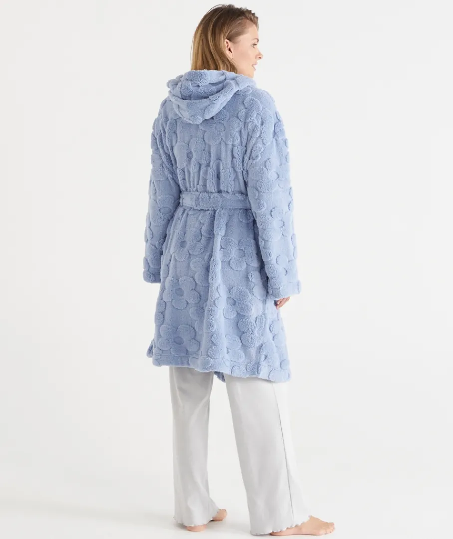 Sussan Dressing Gowns>Floral Hooded Robe - Blue