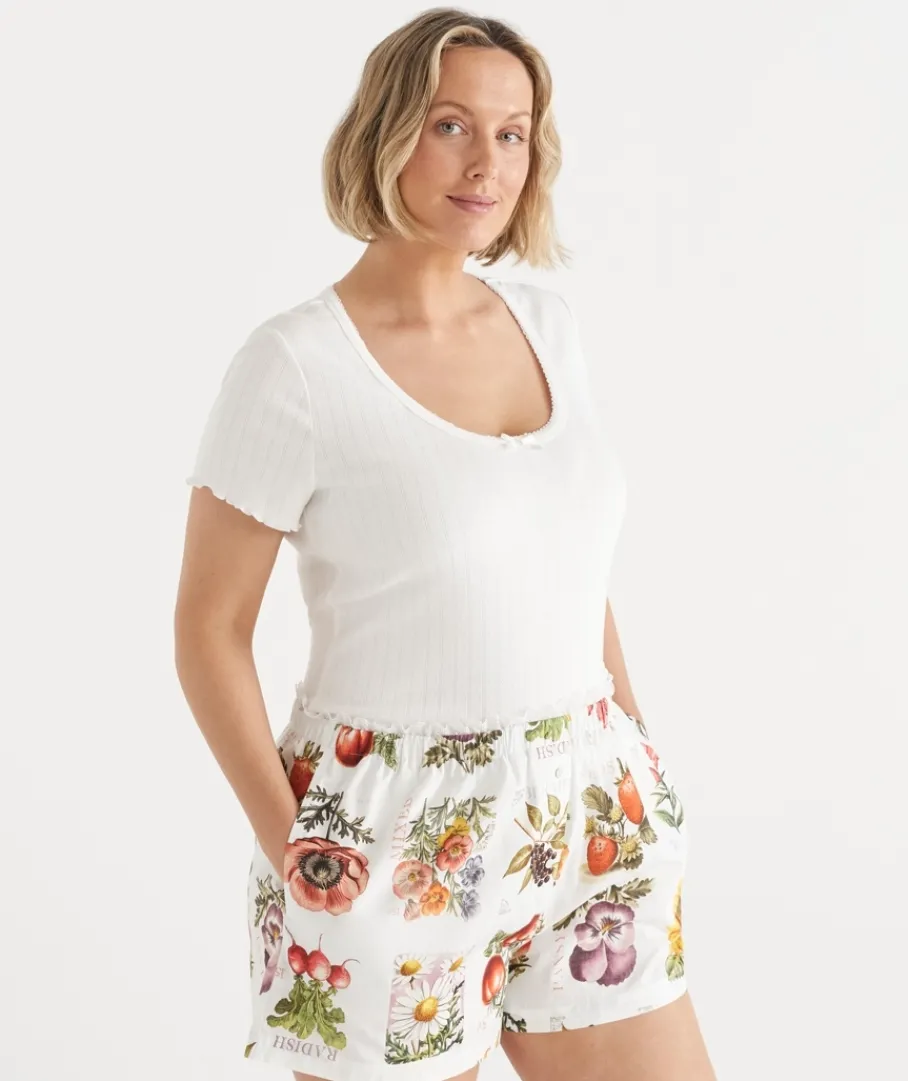 Sussan Pyjama Bottoms>Garden Stamp Print Pyjama Boxer Short