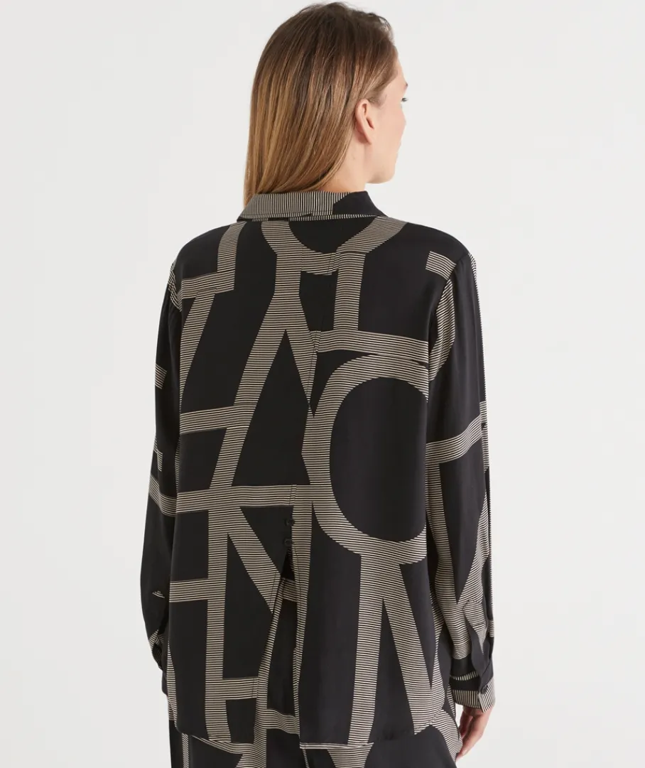 Sussan Tops|Shirts & Blouses>Geometric Print Long Sleeve Shirt