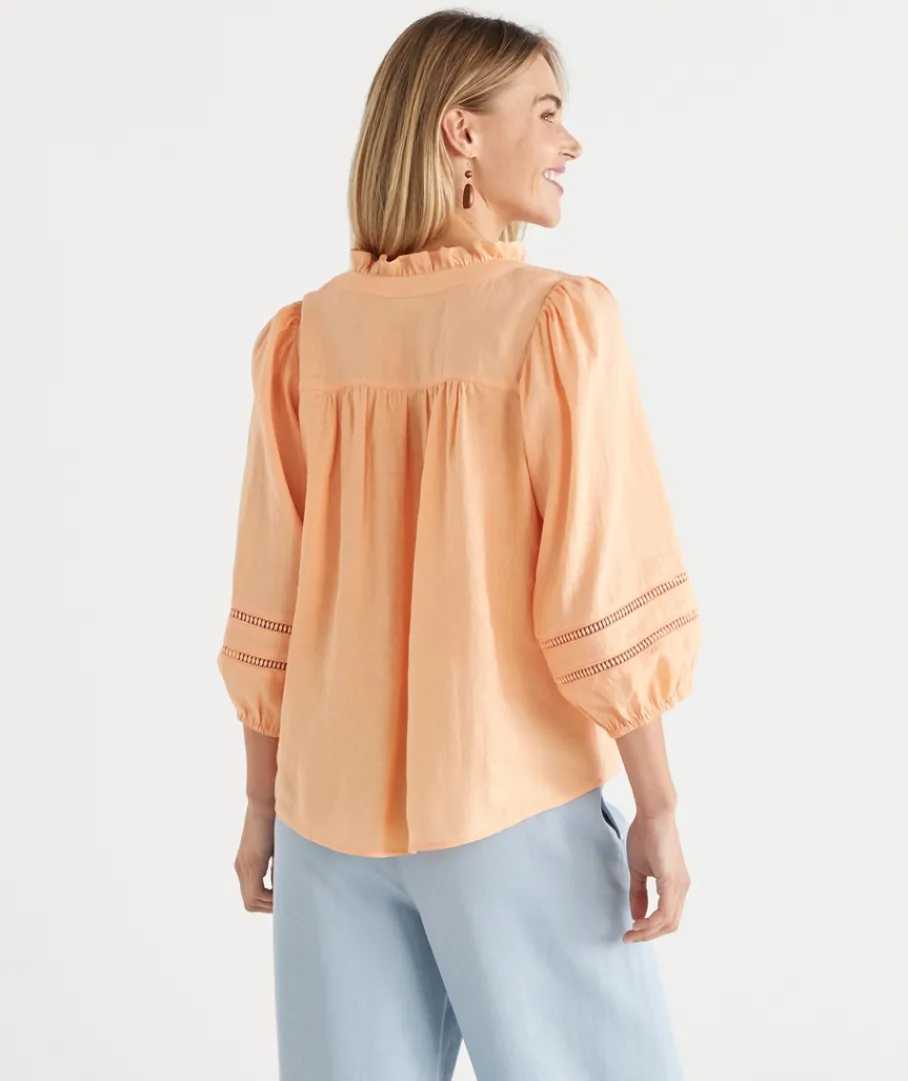 Sussan Tops|Shirts & Blouses>LINEN TRIM DETAIL TOP