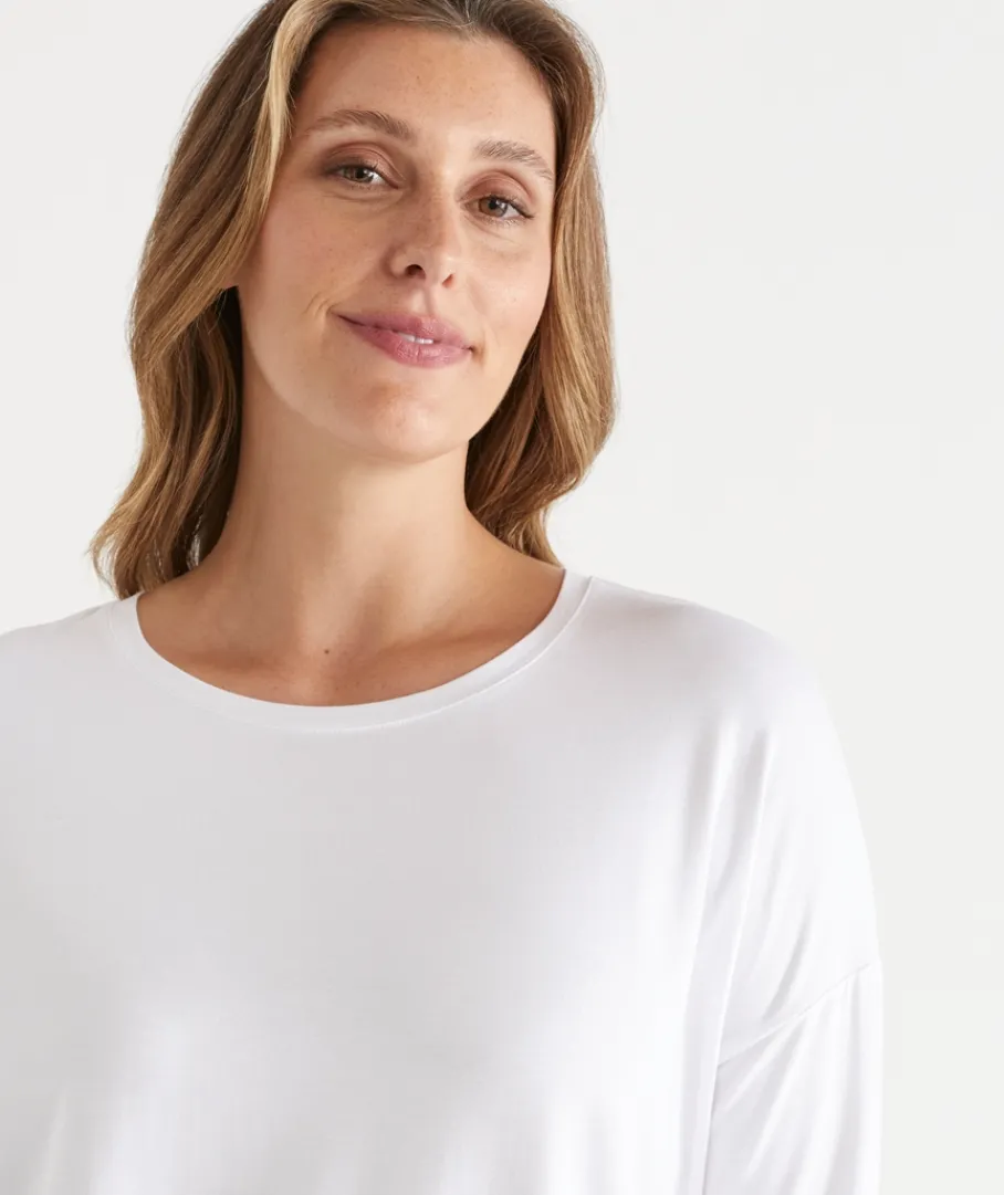 Sussan Tops|T-Shirts>Long Sleeve Pleat Back Tee