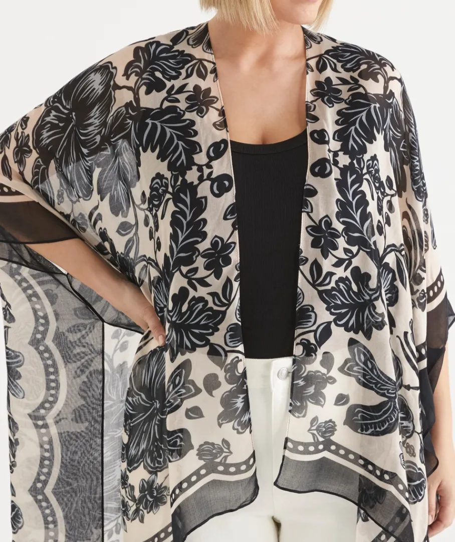 Sussan Wraps & Ponchos>Noir Bloom Serape