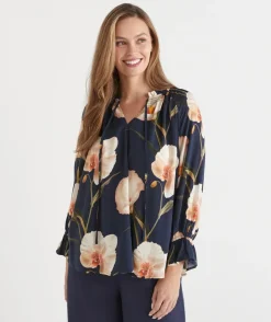 Sussan Tops|Shirts & Blouses>Orchid Floral Long Sleeve Blouse