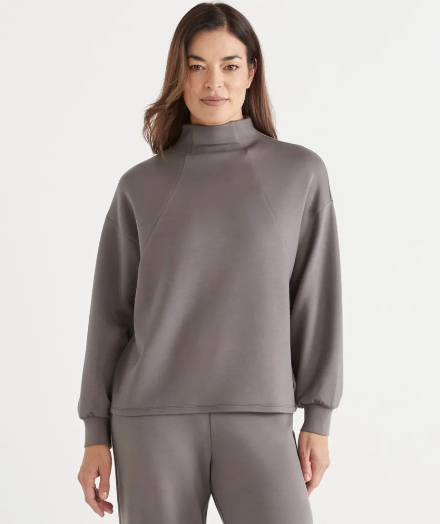 Sussan Tops|Loungewear>Raglan Stretch Jersey High Neck Jumper -