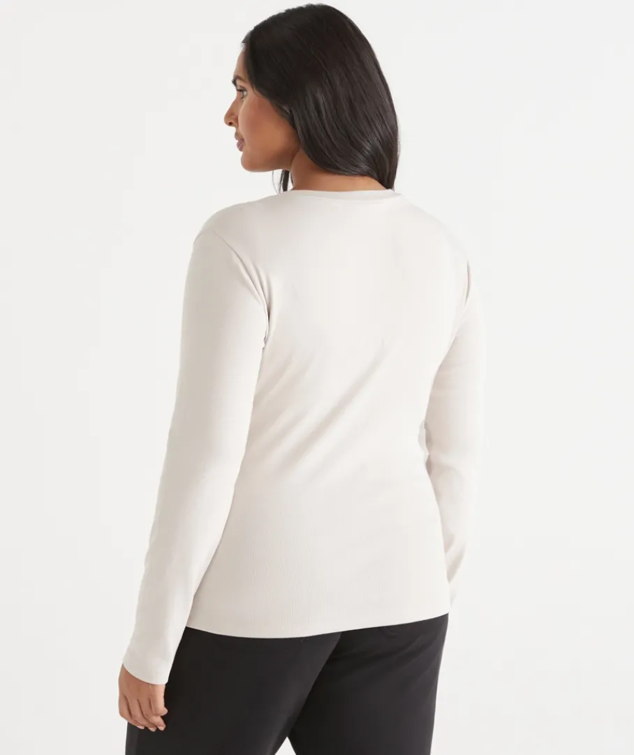 Sussan Tops|T-Shirts>Rib Long Sleeve Tee