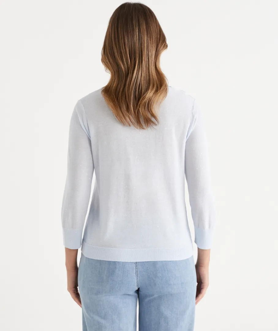 Sussan Tops|Knitwear>Sequin Knit Polo Top