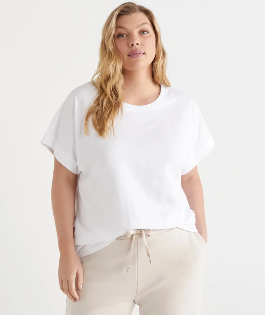 Sussan Tops|T-Shirts>Short Sleeve Extended Cuff Tee