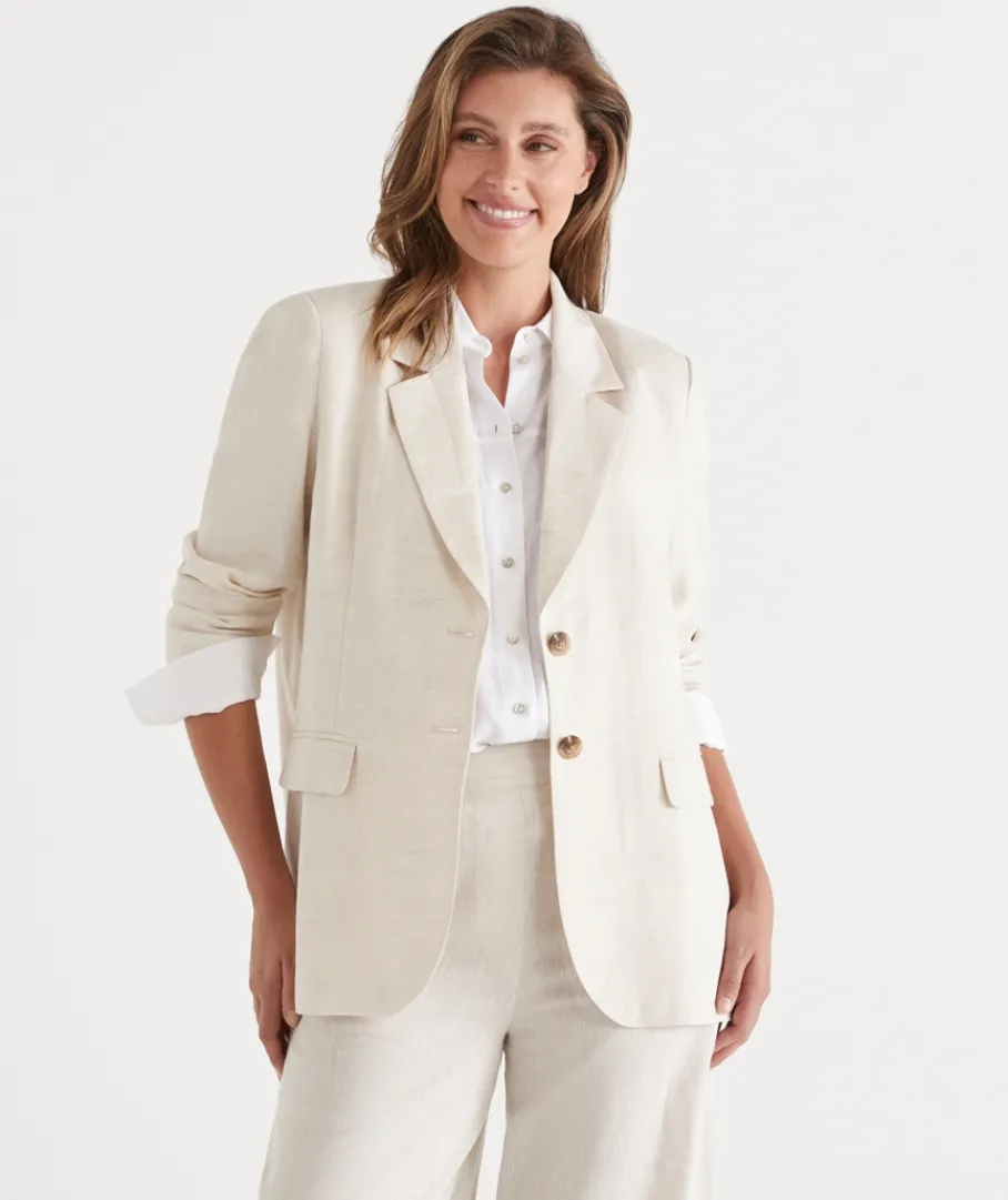 Sussan Jackets & Coats|Jackets>Single Breasted Linen Blazer -