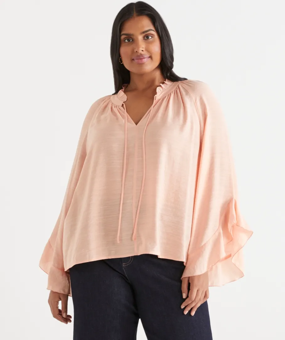 Sussan Tops|Shirts & Blouses>Soft Ruffle Long Sleeve Blouse