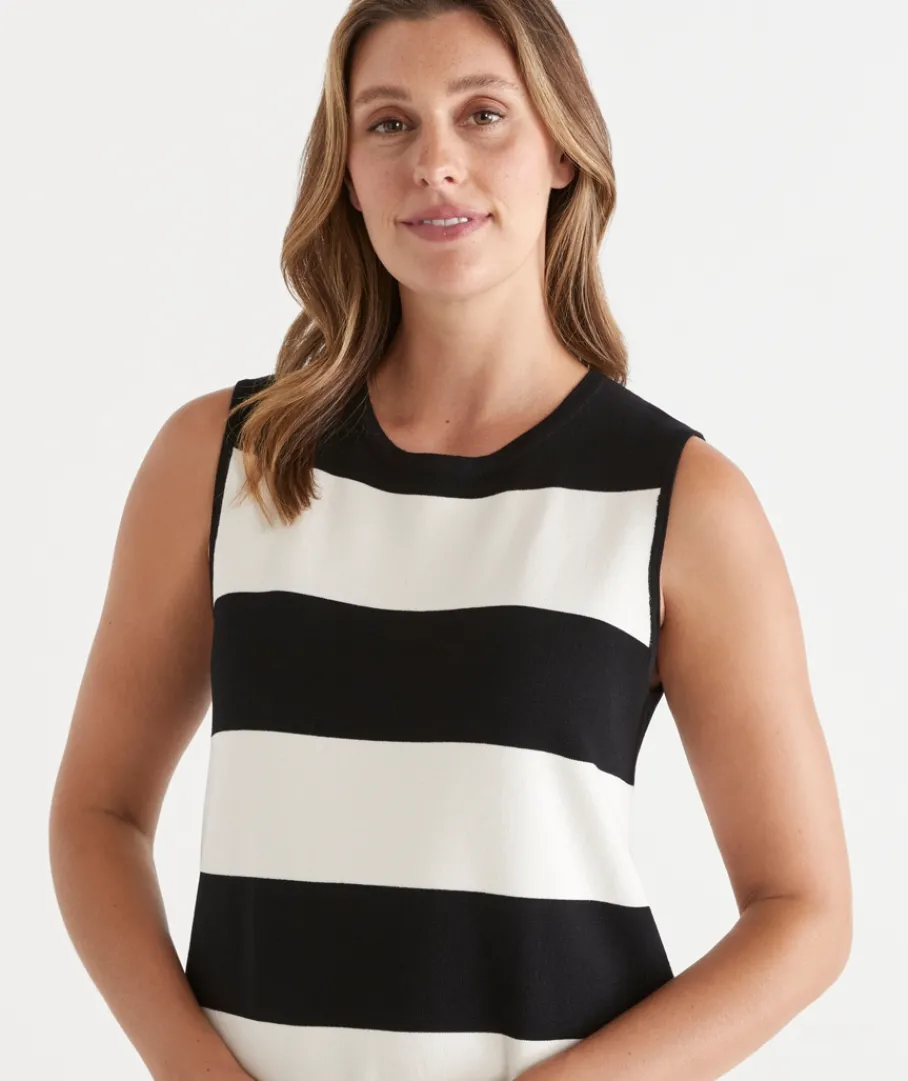 Sussan Dresses|Knitwear>Stripe Knit Shift Dress