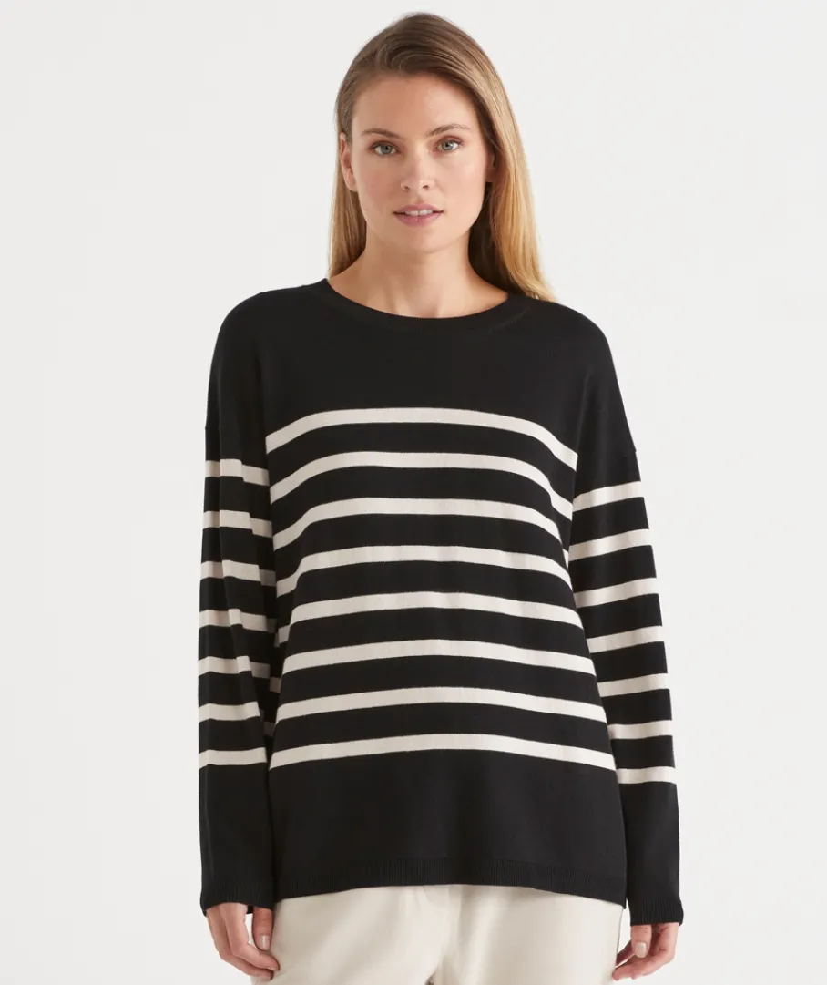 Sussan Tops|Knitwear>Striped Crew Neck Knit Jumper -