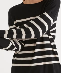 Sussan Tops|Knitwear>Striped Crew Neck Knit Jumper -