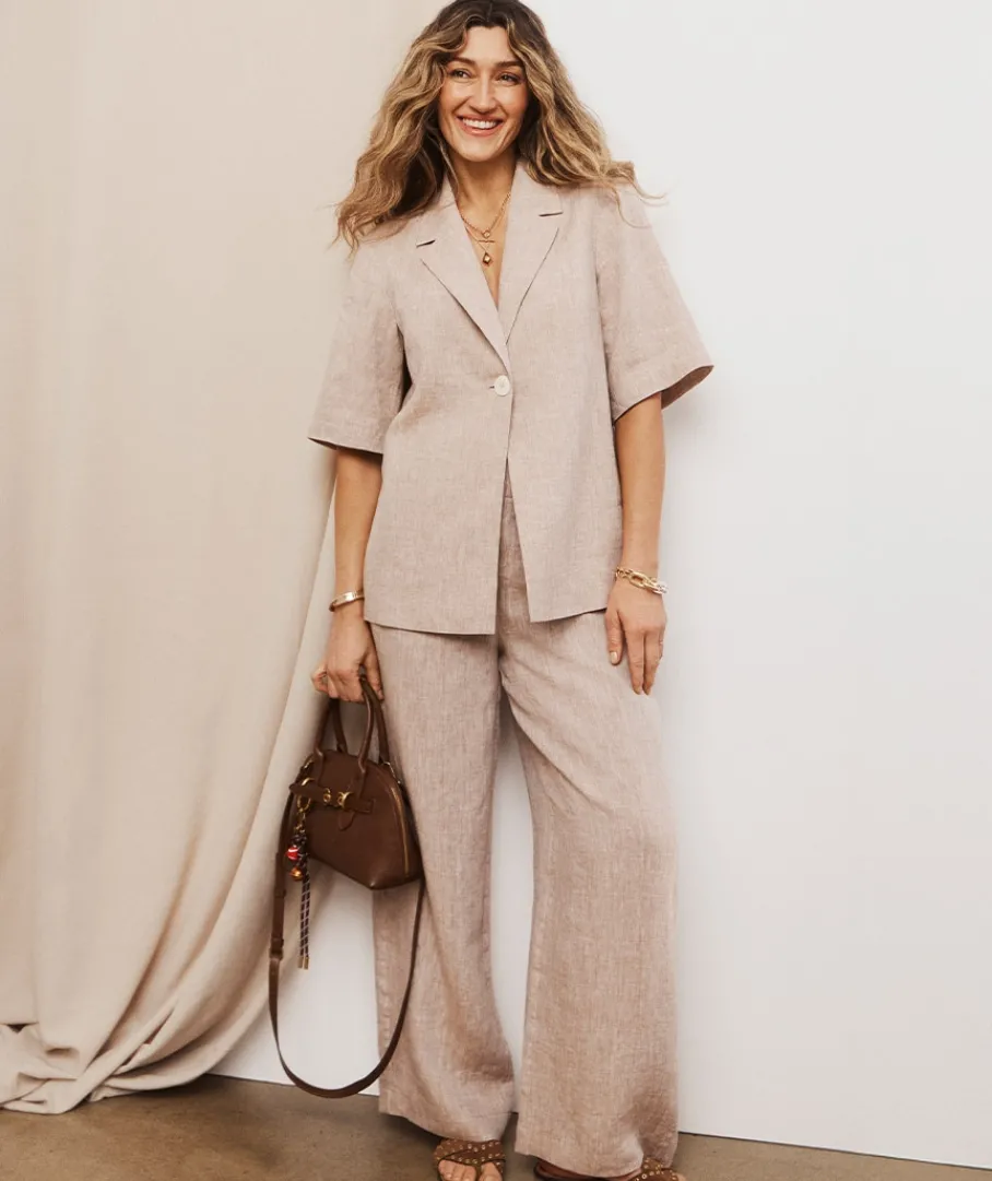 Sussan Matching Sets|Pants>Wide Leg Tailored Linen Pant