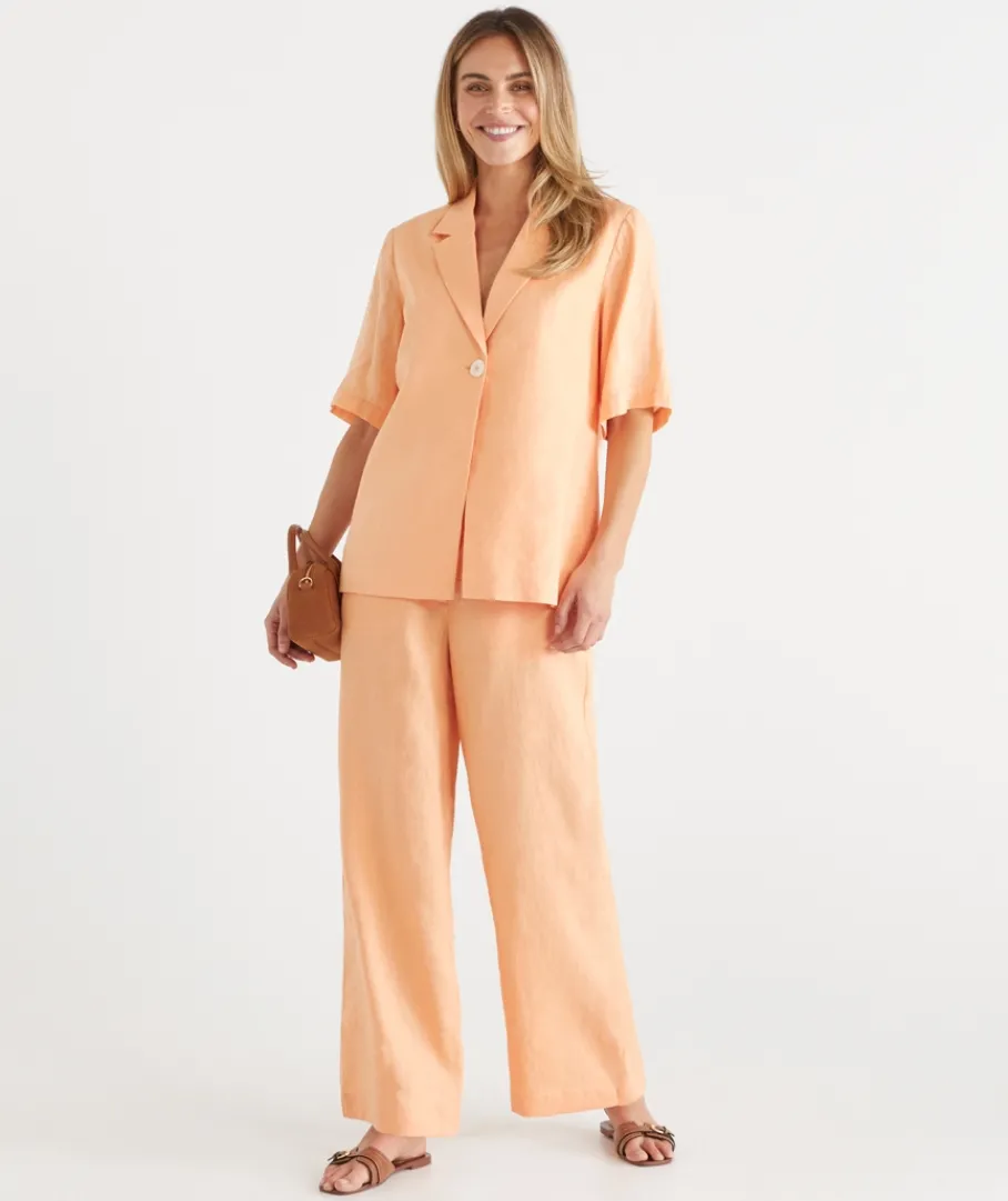 Sussan Matching Sets|Pants>Wide Leg Tailored Linen Pant