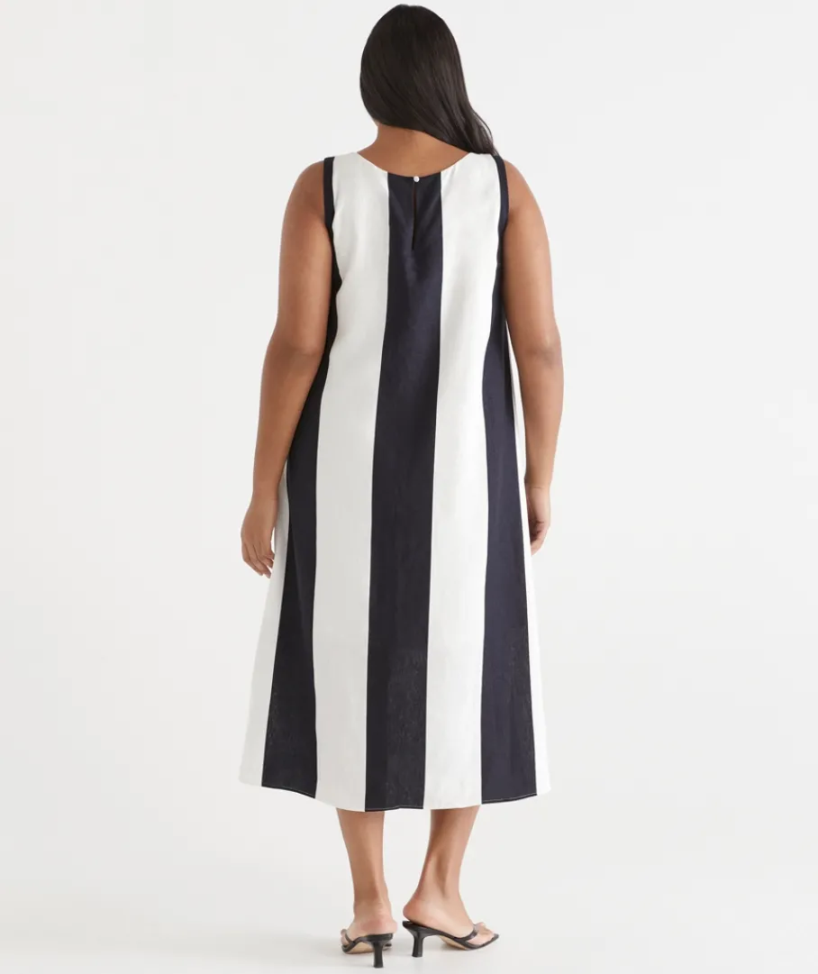 Sussan Dresses>Wide Stripe Column Midi Dress